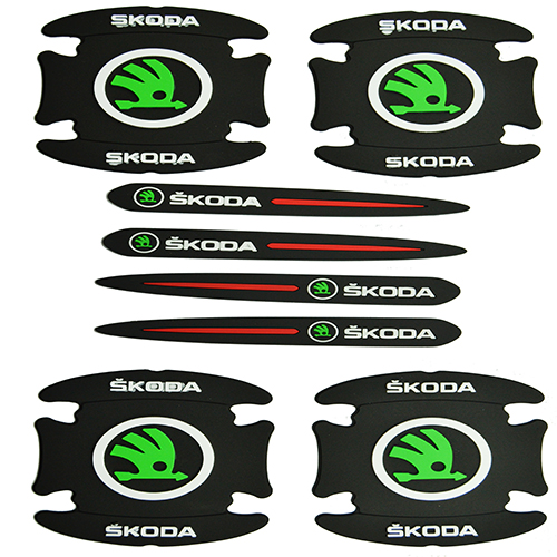 طقم حماية مقبض ابواب السيارة سيليكون - 8 قطع - متوفقة مع -  سكودا Skoda