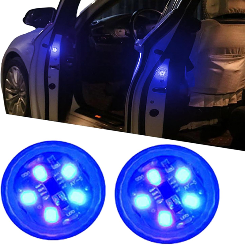 أضواء تحذير لباب السيارة مزودة بمصابيح LED مضادة للصدمات بمؤشر وامض مغناطيسي على السيارات - 4 قطع لون احمر