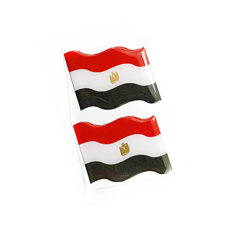 ملصق بتصميم علم مصر ثلاثي الأبعاد عالي الجودة ، مناسب للصق على السيارات والأسطح الناعمة( تصميم علم مصر ، 2 قطعة ، مقاس: 5*3.5 سم ، كود: 4862)