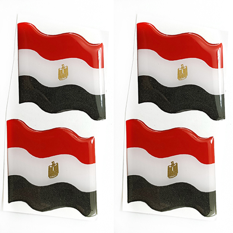ملصق 3D بارز علم مصر 4 قطع مناسب للصق على السيارة او الابتوب وكل الاغراض الاخرى مقاس القطعة 5سم * 3.5سم