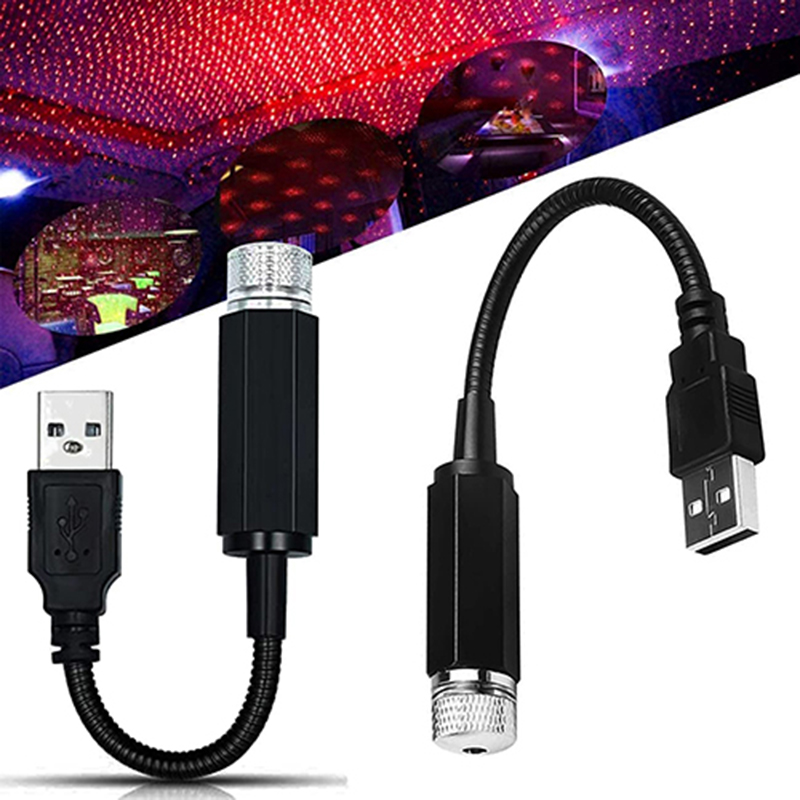 قطعتان لمصابيح سقف السيارات النجومة، مصابيح سيارة ليلية حمراء لهاتف جالاكسي لجميع موديلات السيارات (أحمر)