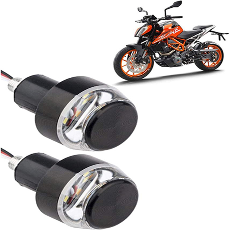 تقالة جادون مقود دراجة نارية عالمي 2 في 1 مع شريط اشارة الانعطاف ومصباح LED من تي ار بي تريدرز® - لون ابيض، قطعتان