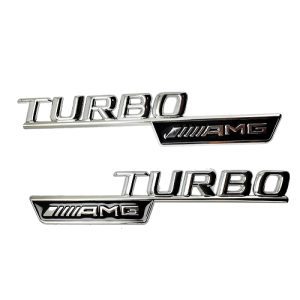 مصلق علامة وشعار سيارة 3d بارز كلمة تربو متوافق مع سيارات مرسيدس قطعيتن يمين وشمال طول القطعة 14 سم عرض 2.8 سم