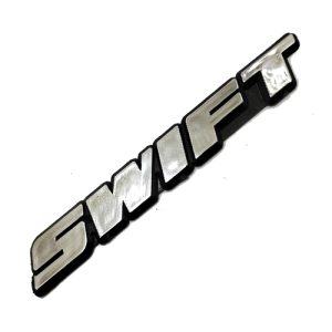 مصلق علامة وشعار سيارة 3d بارز متوافق مع سيارات كلمة سويفت لون سلفر فى اسود - مقاس 19 سم * 2.5سم