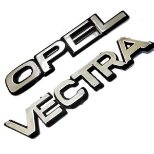 مصلق علامة وشعار سيارة 3d بارز متوافق مع سيارات اوبل لون سلفر فى اسود - عدد 2 قطعة