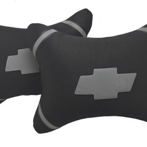 طقم مسند راس لمقعد السيارة وسادة مبطنة فايبر تصميم مريح ومميز وخامات عالية الجودة بشعار بارز عاكس -2 قطعة - شيفرولية - لون اسود