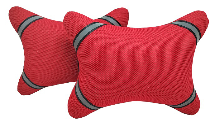 طقم مسند راس لمقعد السيارة وسادة مبطنة فايبر تصميم مريح ومميز وخامات عالية الجودة بشعار بارز عاكس -2 قطعة - سادة - لون احمر