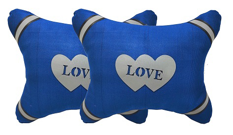 طقم مسند راس لمقعد السيارة وسادة مبطنة فايبر تصميم مريح ومميز وخامات عالية الجودة بشعار بارز عاكس   -2 قطعة - لاف LOVE - لون بترولى