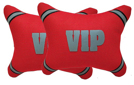 طقم مسند راس لمقعد السيارة وسادة مبطنة فايبر تصميم مريح ومميز وخامات عالية الجودة بشعار بارز عاكس   -2 قطعة - VIP - لون احمر