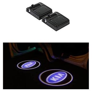 جهاز عرض بروجكتور لاسلكى ليد عرض لوجو وشعار السيارة يعمل بالحجارة بدون اى توصيلات  - 2 قطعة - متوافق مع كيا