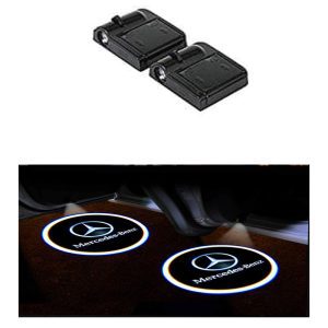 جهاز عرض بروجكتور لاسلكى ليد عرض لوجو وشعار السيارة يعمل بالحجارة بدون اى توصيلات  - 2 قطعة - متوافق مع مرسيدس