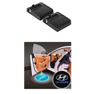 جهاز عرض بروجكتور لاسلكى ليد عرض لوجو وشعار السيارة يعمل بالحجارة بدون اى توصيلات  - 2 قطعة - متوافق مع هيونداي