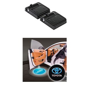 جهاز عرض بروجكتور لاسلكى ليد عرض لوجو وشعار السيارة يعمل بالحجارة بدون اى توصيلات  - 2 قطعة - متوافق مع تويوتا