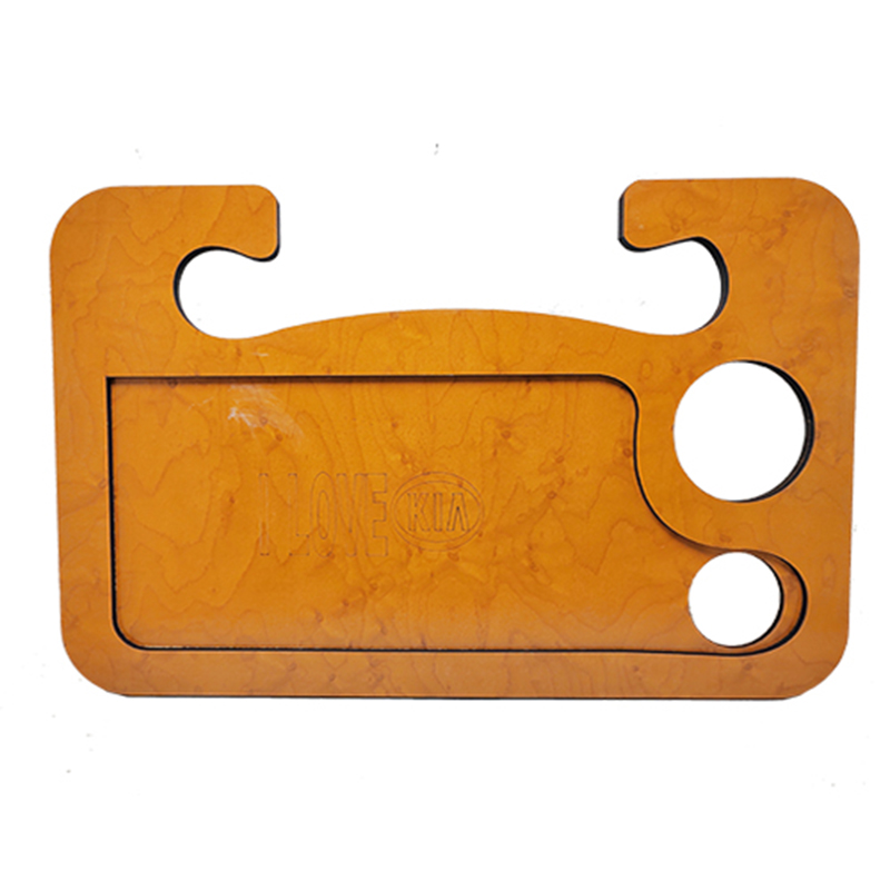 صنية طاولة طعام ومشروبات ومتعلقات خشب للسيارة متعددة الاستخدامات استاند ماكولات واستاند لابتوب - حفر ليزر كيا I LOVE  - طول 42 سم عرض 26.5 سم ارتفاع 10مم