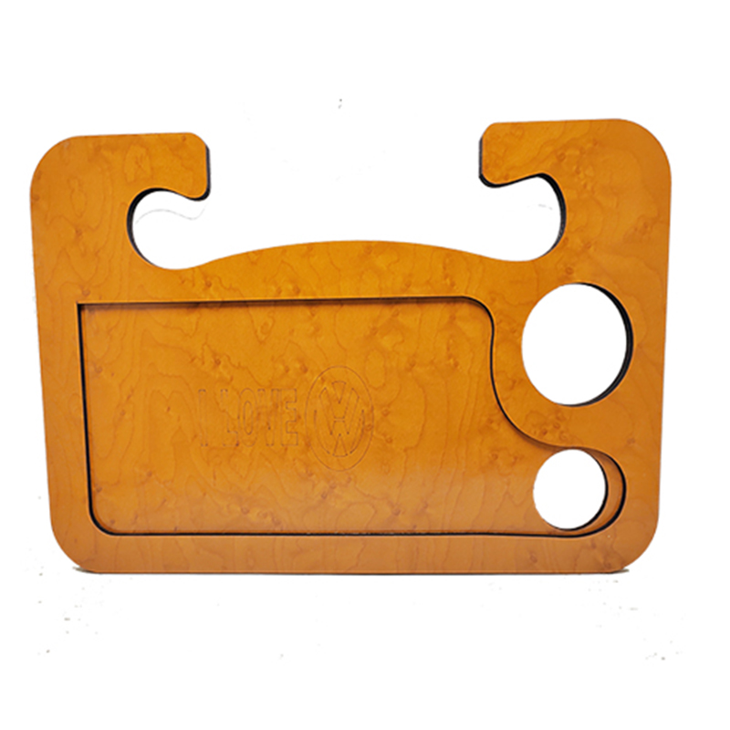 صنية طاولة طعام ومشروبات ومتعلقات خشب للسيارة متعددة الاستخدامات استاند ماكولات واستاند لابتوب - حفر ليزر فولكس I LOVE - طول 42 سم عرض 26.5 سم ارتفاع 10مم