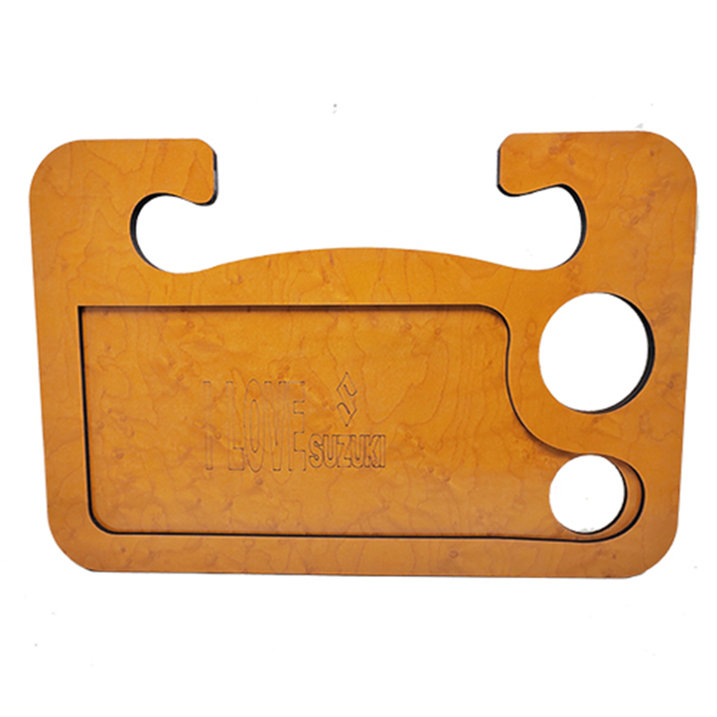 صنية طاولة طعام ومشروبات ومتعلقات خشب للسيارة متعددة الاستخدامات استاند ماكولات واستاند لابتوب - حفر ليزر سوزوكى I LOVE - طول 42 سم عرض 26.5 سم ارتفاع 10مم