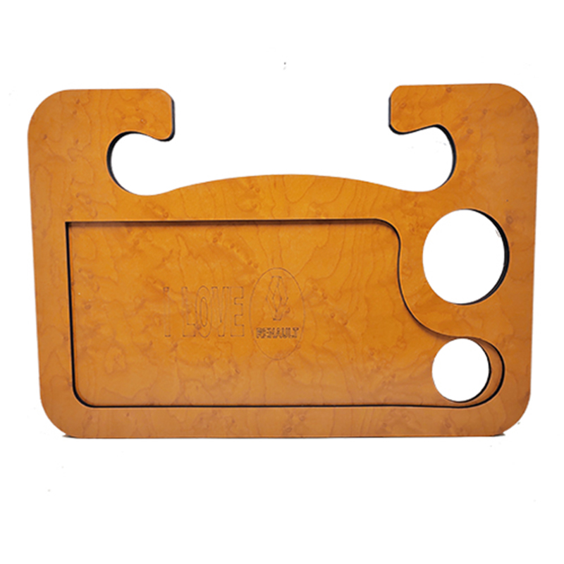 صنية طاولة طعام ومشروبات ومتعلقات خشب للسيارة متعددة الاستخدامات استاند ماكولات واستاند لابتوب - حفر ليزر رينو I LOVE - طول 42 سم عرض 26.5 سم ارتفاع 10مم