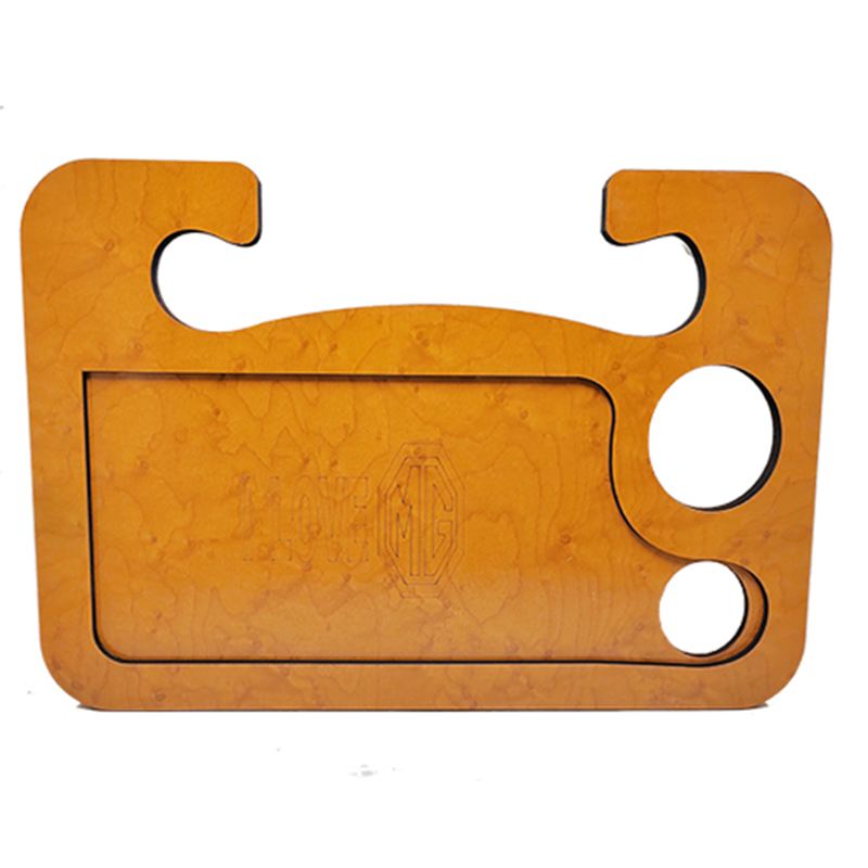 صنية طاولة طعام ومشروبات ومتعلقات خشب للسيارة متعددة الاستخدامات استاند ماكولات واستاند لابتوب - حفر ليزر  ام جى I LOVE - طول 42 سم عرض 26.5 سم ارتفاع 10مم