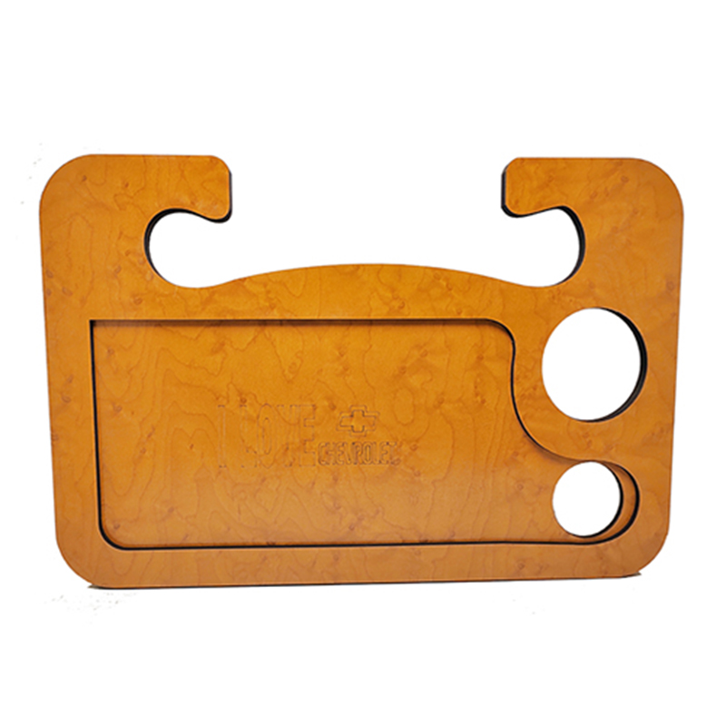 صنية طاولة طعام ومشروبات ومتعلقات خشب للسيارة متعددة الاستخدامات استاند ماكولات واستاند لابتوب - حفر ليزر  شيفرولية I LOVE - طول 42 سم عرض 26.5 سم ارتفاع 10مم (نسخة)