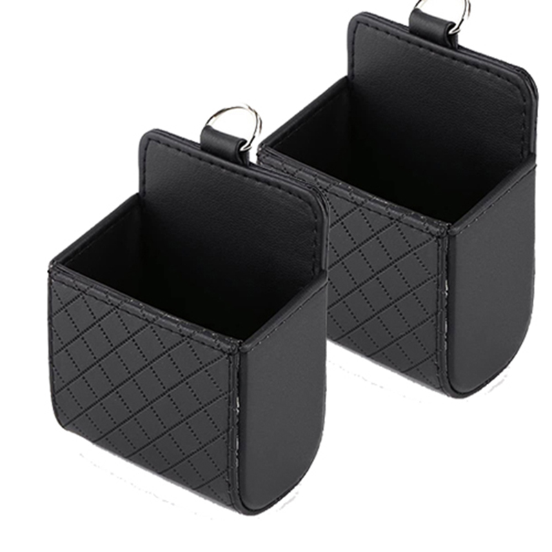 هولدر بوكيت تخزين وتنظيم للسيارة  يثبت بمخرج تكييف السيارة، مثالي لحمل جراب الموبايل والموبايل والعملات المعدنية والمفاتيح، مع خطاف للتعليق، (لون اسود)2قطعه