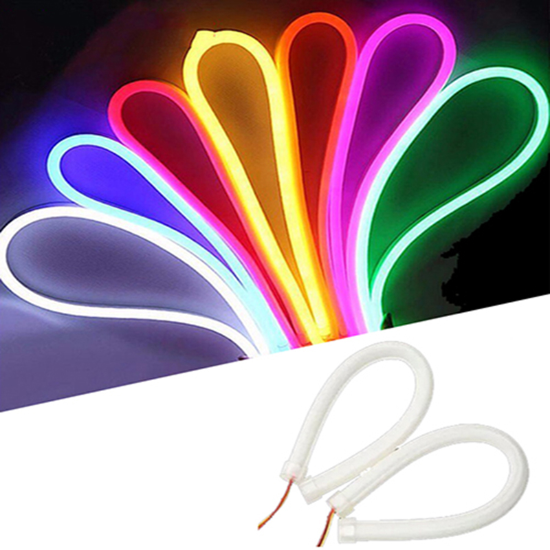 خرطوم اضاءة ليد مرن للسيارة يستخدم فى الفوانيس والصالون ومتعدد الاستخدامات - طول 30 سم -2 قطعة - لون اضاءة اصفر