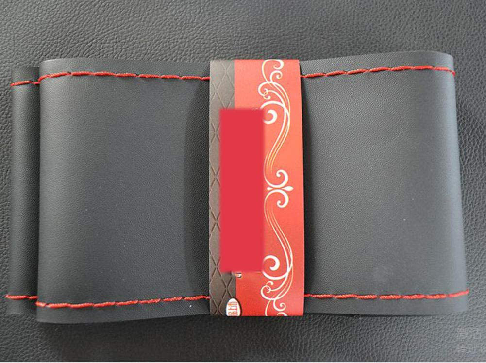 غطاء عجلة قيادة السيارة مضفر 38 سم مخيط يدويًا من وولدسي، ملحقات داخلية للسيارة مع ابر وخيوط