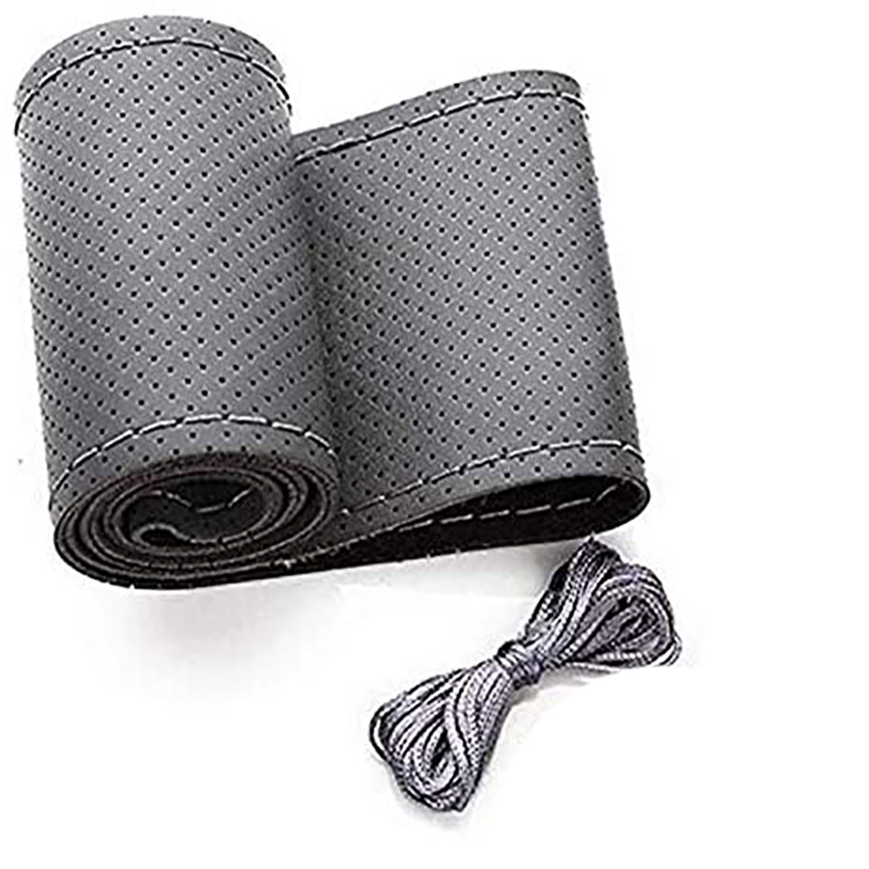 جراب عجلة قيادة السيارة مصنوع من الجلد القابل للتهوية ذاتي الخياطة من DIY