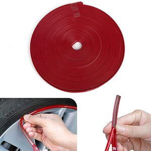 شريط واقى وديكور لحواف عجلات السيارة ، حماية وامان لاطارات السيارات من الخدوش ومظهر مميز ( احمر ، كود : 4385)