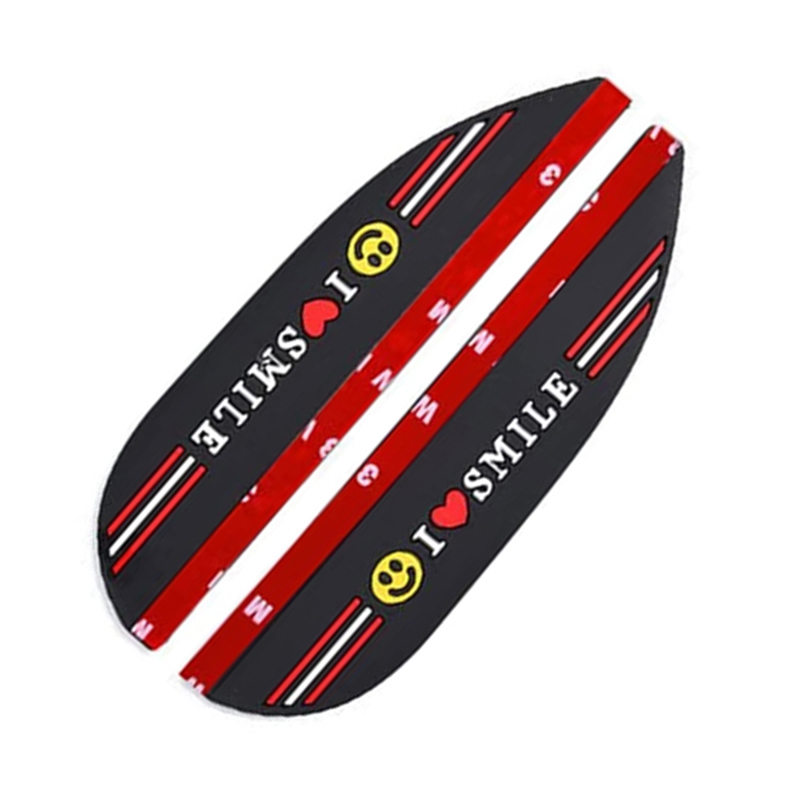 كاب وغطاء مرايا سيارة سيليكون مرن قابل للصق بدبل فيس للوقاية والحماية من المطر والاتربة - 2 قطعة - I love Smile