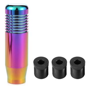 مقبض ناقل السرعة فتيس عصاية الغيارات من سبيكة الألومنيوم  مقبض ناقل حركة يدوي مع غيارات مناسب لكل السيارات - طول 8.5سم - لون الوان