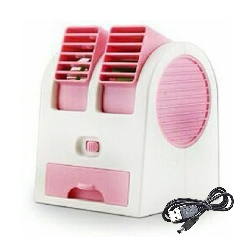 مروحة تكييف مكيف تبريد محمول صغير ميني يعمل ببطارية او شاحن يو اس بي يمكن تعبئتة بالثلج والمعطر - لون بنك