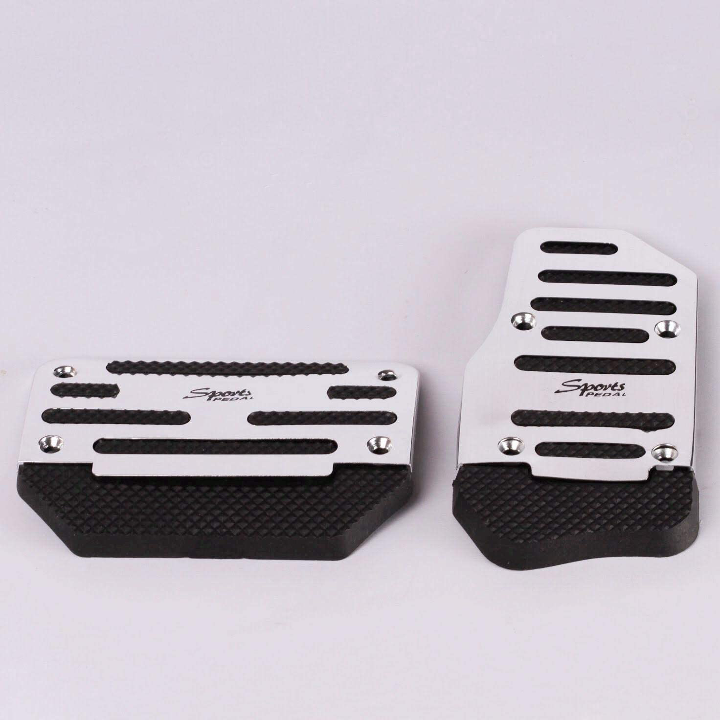 طقم بدال اوتوماتيك دواسة الفرامل الاوتوماتيكية غير قابل للانزلاق من قطعتين (فضي)