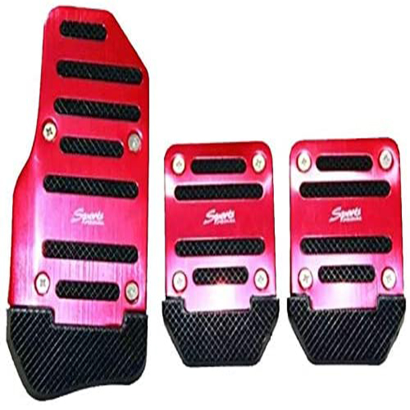 طقم بدال مانوال غطاء دواسة سيارة مضاد للانزلاق من خليط معدني من الالومنيوم (احمر)