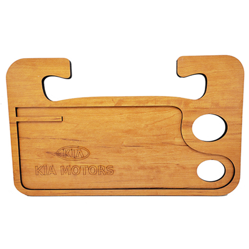 صنية طاولة طعام ومشروبات ومتعلقات خشب للسيارة متعددة الاستخدامات استاند ماكولات واستاند لابتوب - خشب متوافق مع   كيا  KIA- جودة عالية - طول 43 سم عرض 28 سم ارتفاع 10مم -