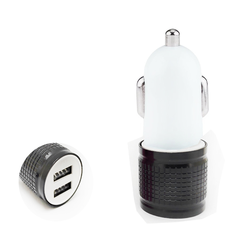شاحن هاتف موبايل سيارة - 38وات - 2 مخرج يو اس بى 2.1 / 1.0 امبير - 12 فولت مع وصلة شاحن وصلة USB Type C  - لون اسود