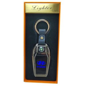 ميدالية وسلسة مفاتيح سيارة الكترونية ولاعة سخان وكشاف وشاشة لوجو السيارة تعمل بالشحن منتج عالى الجودة ومميز - متوافق مع هيونداى - اسود