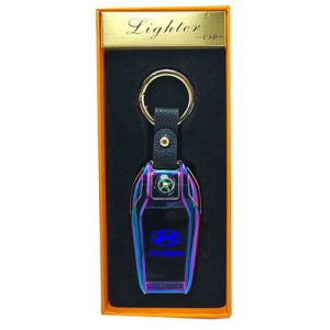 ميدالية وسلسة مفاتيح سيارة الكترونية ولاعة سخان وكشاف وشاشة لوجو السيارة تعمل بالشحن منتج عالى الجودة ومميز - متوافق مع هيونداى - 7 لون