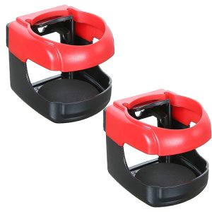 هولدر وحامل مشروبات واكواب على ريشة تكييف السيارة -  2 قطعة - لون احمر