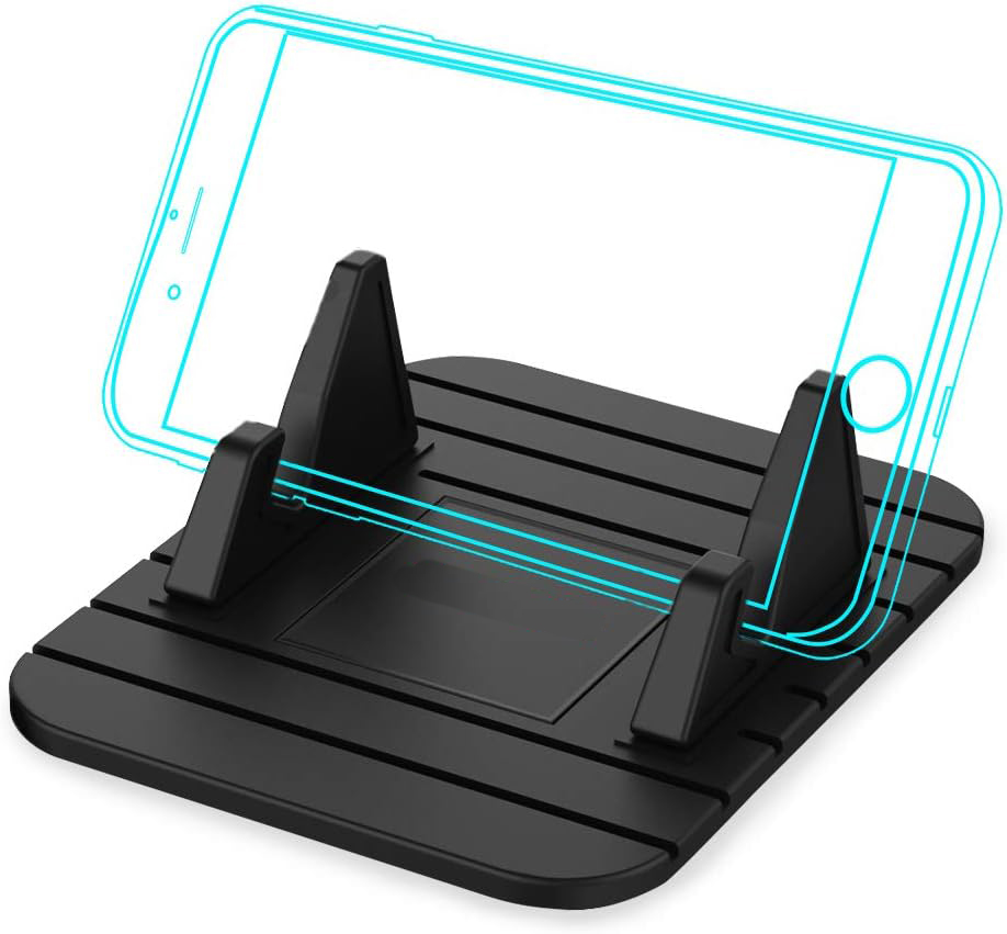 قاعدة حامل بادة مطاطية سيليكون غير قابلة للانزلاق لتابلوة السيارة، حامل تثبيت الهاتف والايفون ونظام تحديد المواقع فى السيارة والمكتب والمنزل - اسود - من الصفوة تريد