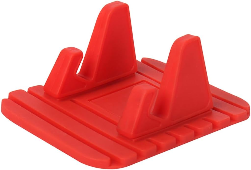 قاعدة حامل بادة مطاطية سيليكون غير قابلة للانزلاق لتابلوة السيارة، حامل تثبيت الهاتف والايفون ونظام تحديد المواقع فى السيارة والمكتب والمنزل - اجمر -