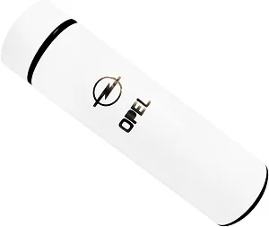 مج حرارى ستانليس مزود بشاشة رقمية ليد تعمل باللمس - 500 مل - لون ابيض - محفور ليزر متوافق مع علامة سيارة اوبل -