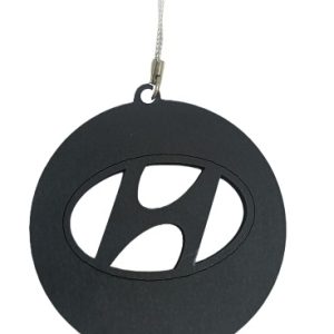 دلاية وعلاقة سيارة خشب مودرن للسيارات والشاحنات متوافقة مع شعار هيونداى - دائرية مقاس 7 سم