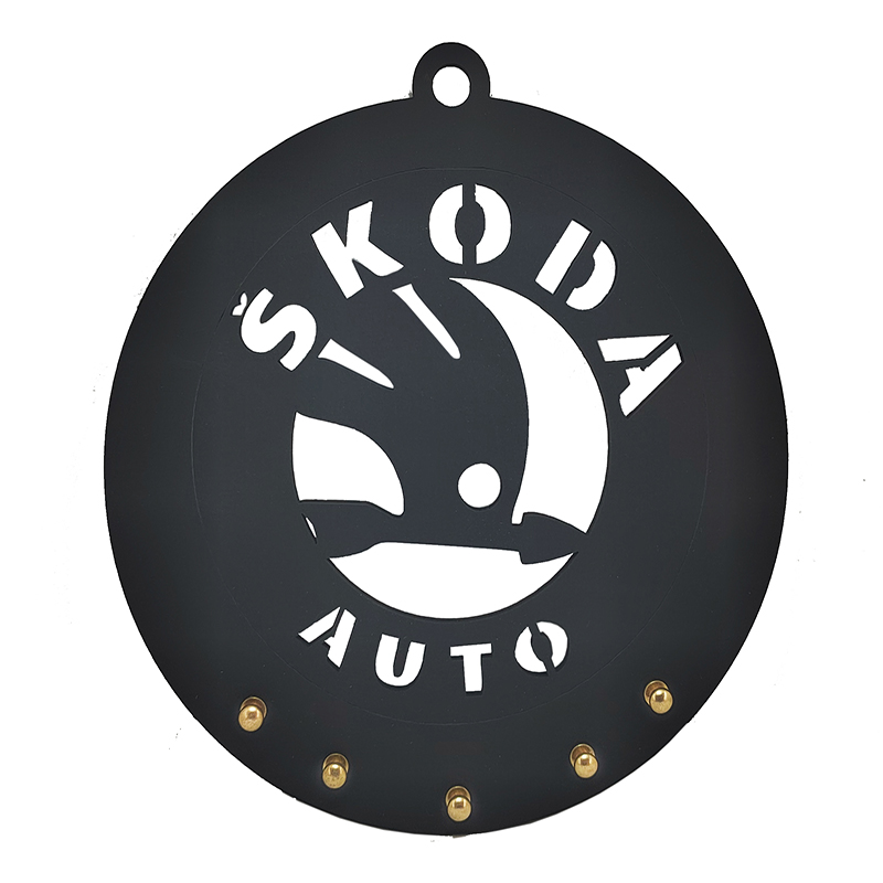 حامل وشماعة مفاتيح علاقة خشب مودرن ب 5 خطاف دائرية 21 سم لتعليق المفاتيح مناسبة للمنازل والمكاتب - متوافق مع علامة سيارة سكودا -