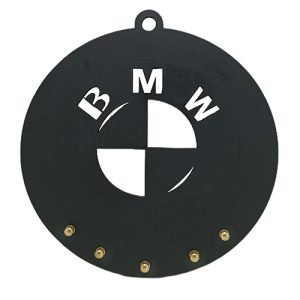 حامل وشماعة مفاتيح علاقة خشب مودرن ب 5 خطاف دائرية 21 سم لتعليق المفاتيح مناسبة للمنازل والمكاتب - متوافق مع علامة سيارة بى ام