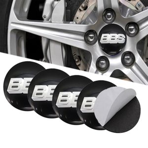 طقم غطاء محور اطارات السيارة لصق مقاس 56 ملم، أغطية مقاومة للغبار والصدأ والماء، ملحقات لاصقة لتزيين جنط العجلة متوافقة مع بى بى اس BBS اسود كلمة فضى