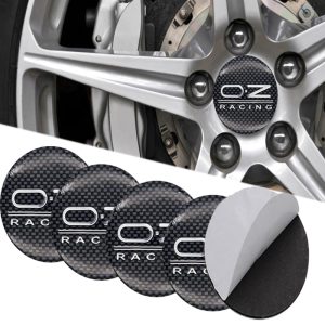 طقم غطاء محور اطارات السيارة لصق مقاس 56 ملم، أغطية مقاومة للغبار والصدأ والماء، ملحقات لاصقة لتزيين جنط العجلة - متوافق مع اوة زد OZ اسود سلفر