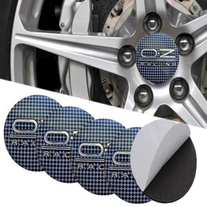 طقم غطاء محور اطارات السيارة لصق مقاس 56 ملم، أغطية مقاومة للغبار والصدأ والماء، ملحقات لاصقة لتزيين جنط العجلة - متوافق مع اوة زد OZ رمادى فى اسود فى سلفر