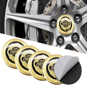 طقم غطاء محور اطارات السيارة لصق مقاس 56 ملم، أغطية مقاومة للغبار والصدأ والماء، ملحقات لاصقة لتزيين جنط العجلة - متوافق مع كريسلر دهبى