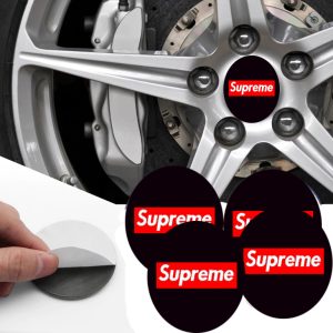 طقم غطاء محور اطارات السيارة لصق مقاس 56 ملم، أغطية مقاومة للغبار والصدأ والماء، ملحقات لاصقة لتزيين جنط العجلة - متوافق مع سوبريم