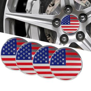 طقم غطاء محور اطارات السيارة لصق مقاس 56 ملم، أغطية مقاومة للغبار والصدأ والماء، ملحقات لاصقة لتزيين جنط العجلة - علم الولايات المتحدة امريكا